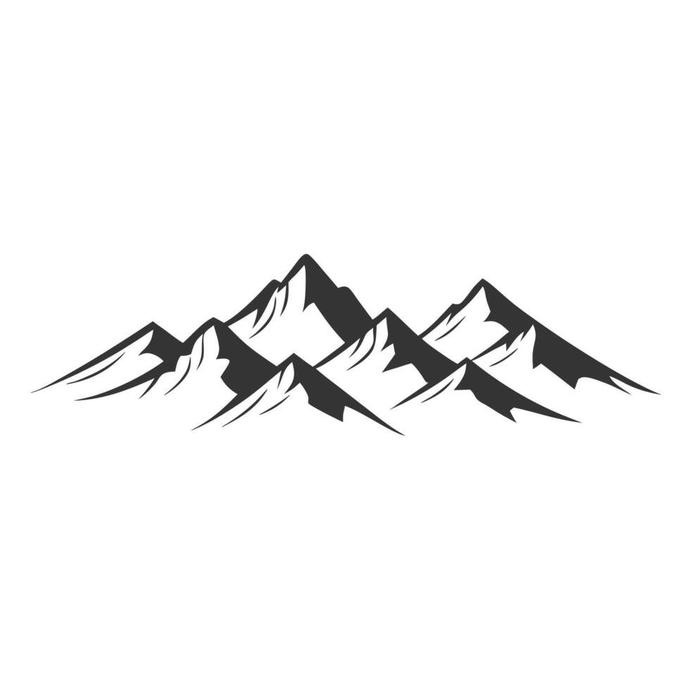 Mountain Range Silhouette Graphic Rocky Peaks Landscape Design Element vector