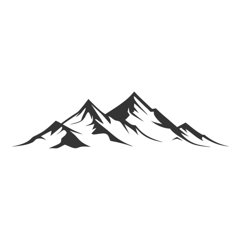 Mountain Range Peaks Silhouette Illustration For Outdoors Adventure Brand Logo vector