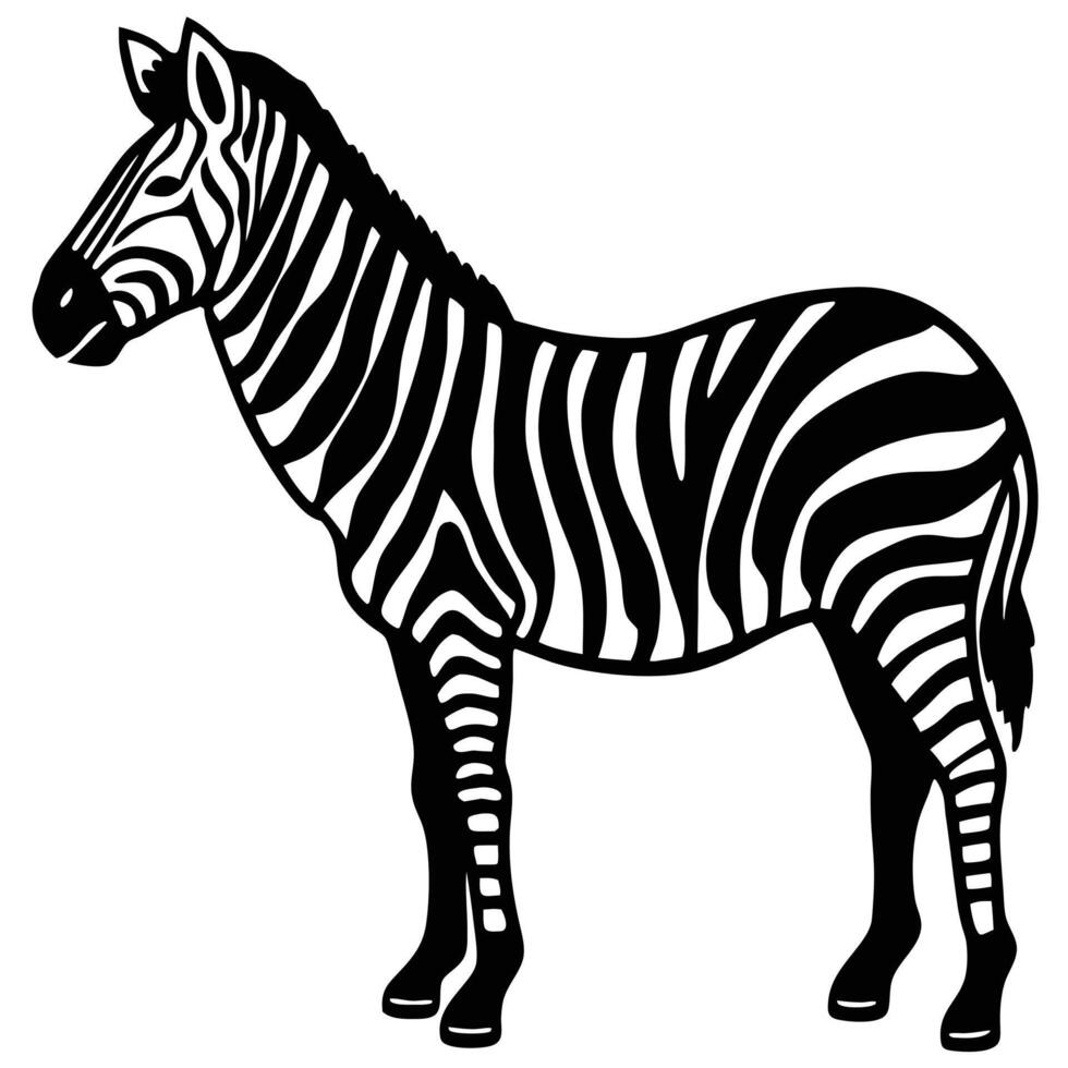Elegant Zebra Illustration Black And White Stripped Pattern Animal Graphic vector