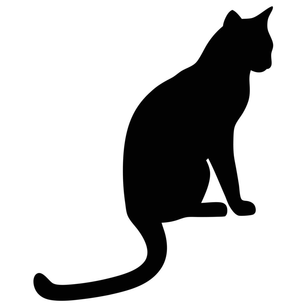 Elegant Cat Silhouette Illustration Of Seated Domestic Animal Pet Design vector