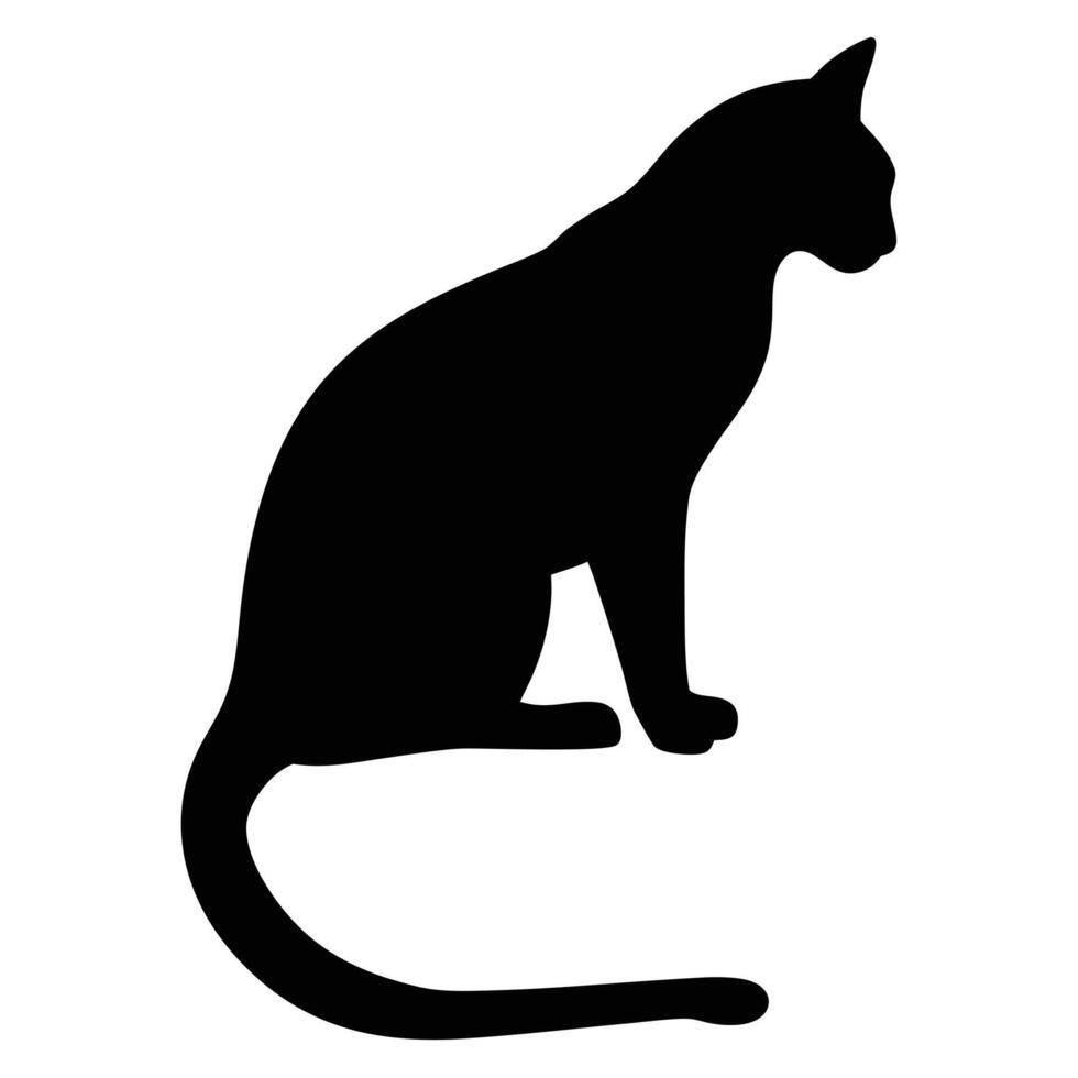 Elegant Silhouette Illustration Of A Cat Sitting Pet Feline Companion Black Graphic vector