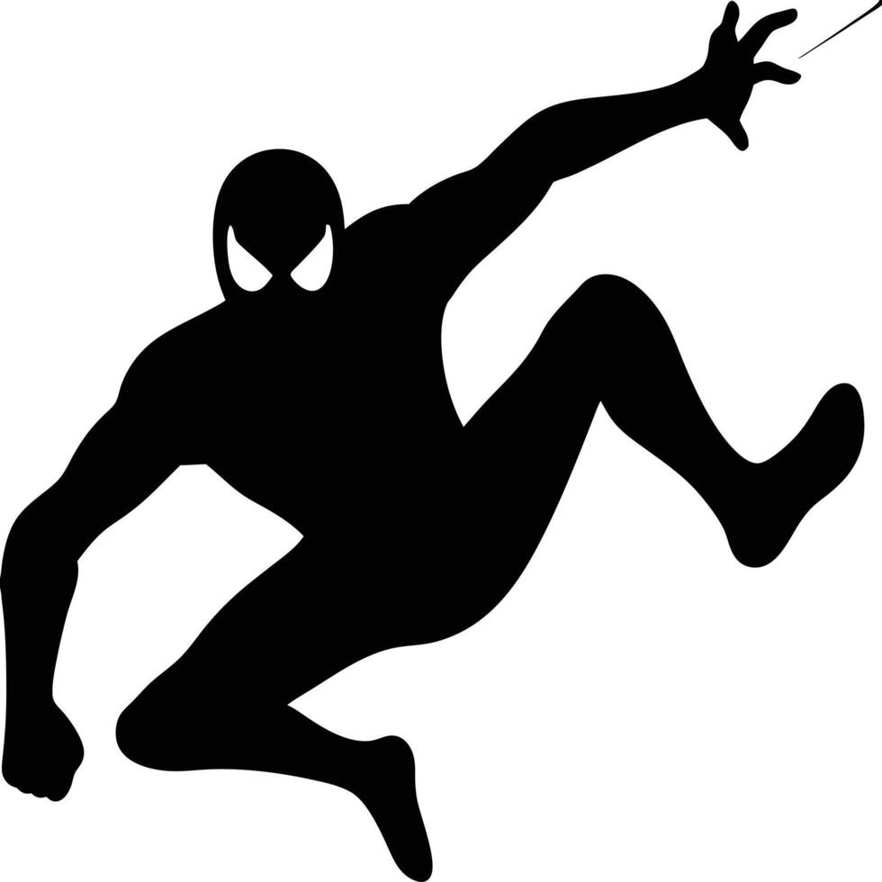 Superhero Silhouette Illustration Heroic Pose Action Silhouette Clipart Graphic Element vector