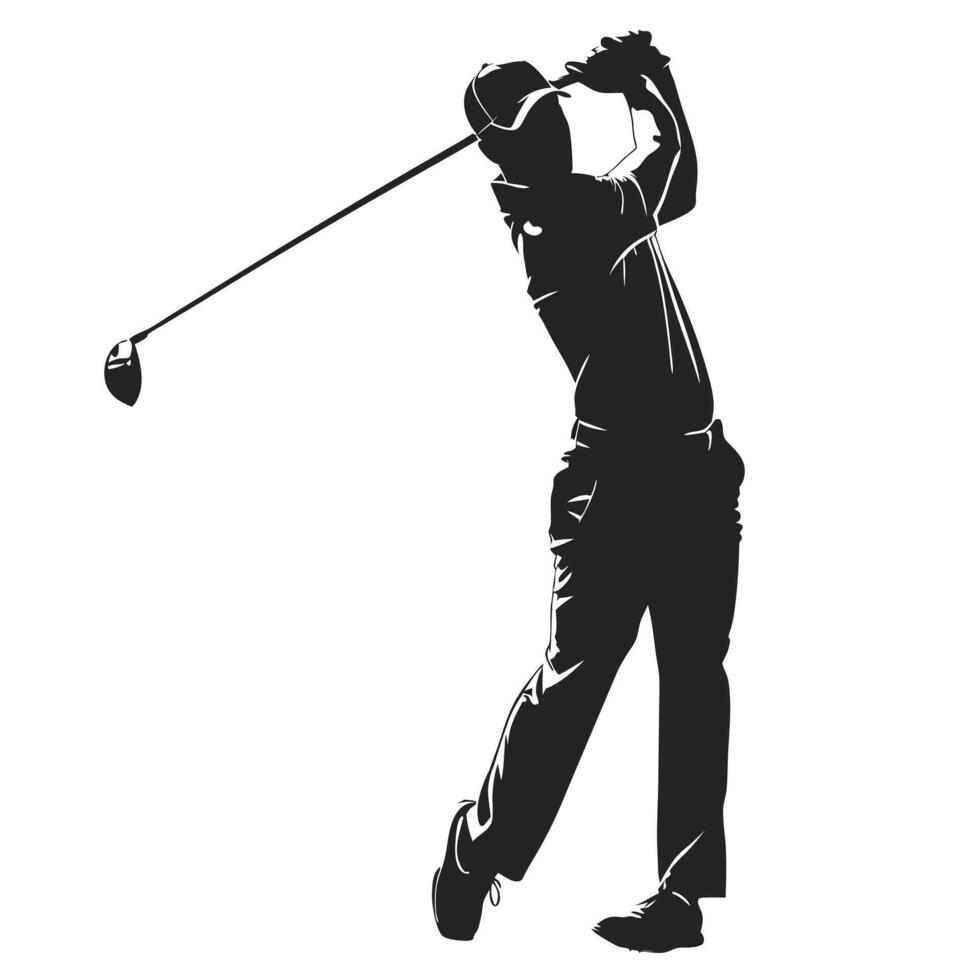 Silhouette Of Golfer Swinging Club Illustration Sports Graphics Design vector