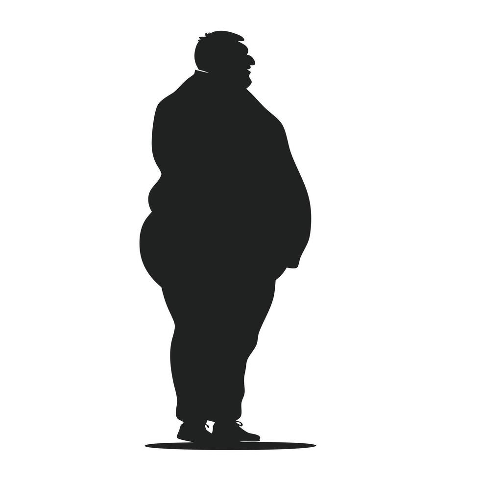 Silhouette Of Overweight Man Standing Health Risk And Body Image Concept vector