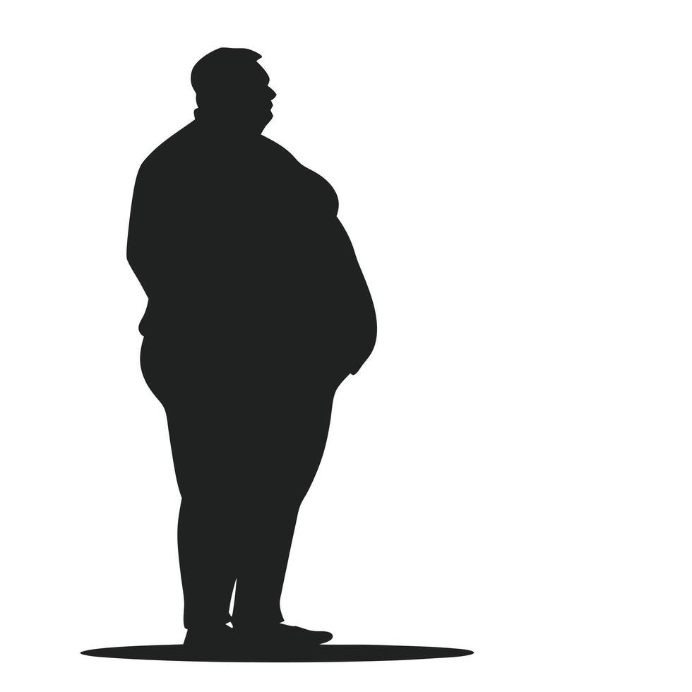 Obese Person Silhouette Side View Weight Problems Health Concerns Illustration Art vector