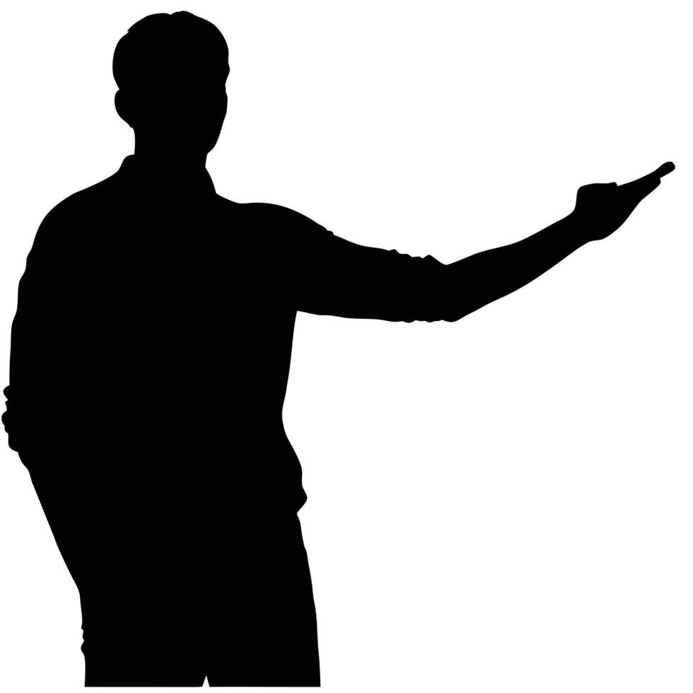 Businessman Silhouette Presenting With Arm Extended In Business Presentation Illustration vector