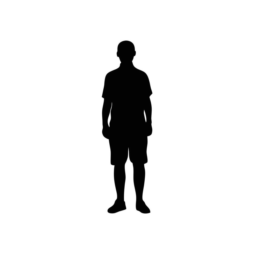 Black Silhouette Of A Man Wearing Casual Clothes On Isolated White Background vector