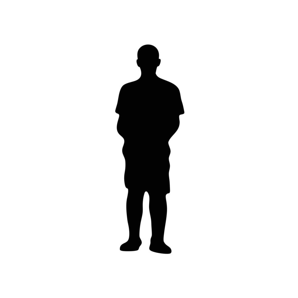 Standing Man Silhouette With Casual Clothes Isolated On White Background vector