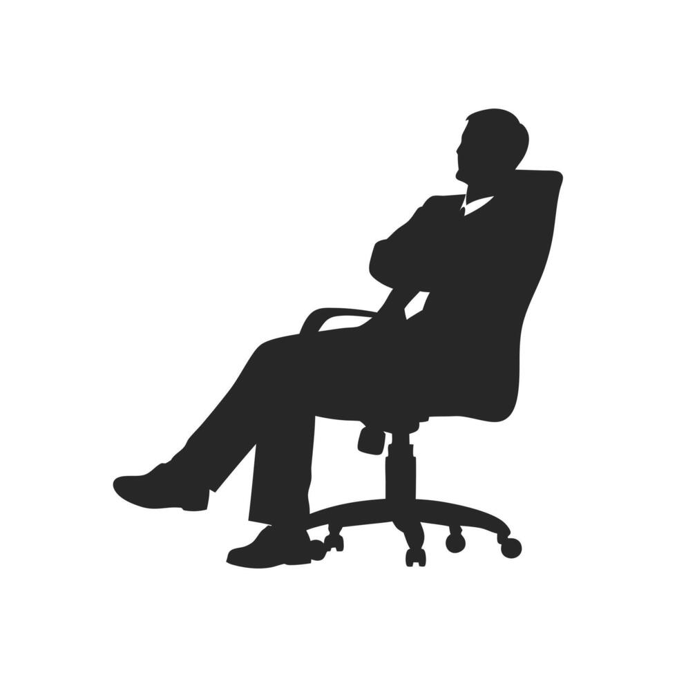 Silhouette Of A Businessman Sitting On An Office Chair Relaxing vector