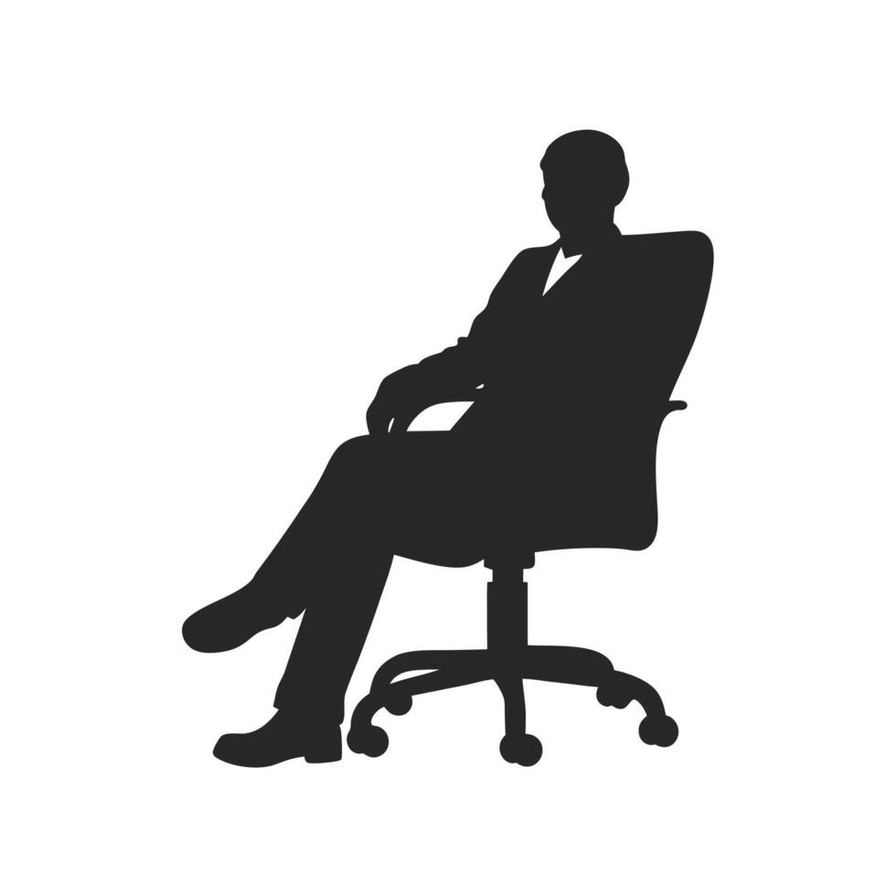 Silhouette Of Relaxed Business Executive Sitting Confidently On Office Chair vector