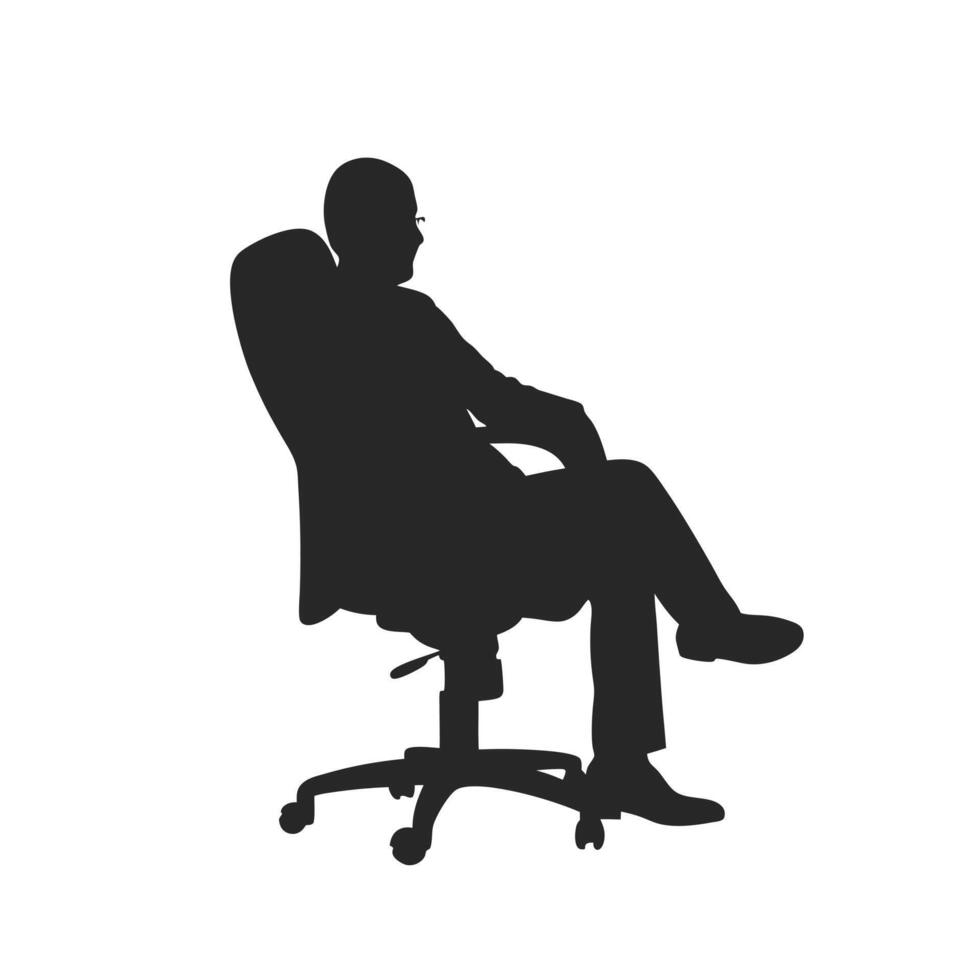 Silhouette Of Businessman Relaxing In Office Chair Confident Figure Relaxed Posture vector