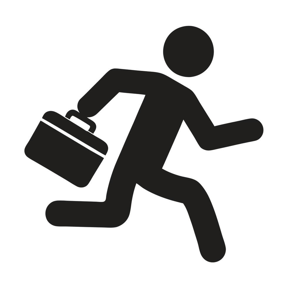 Running Businessman With Briefcase Silhouette Illustration Isolated On White Background vector