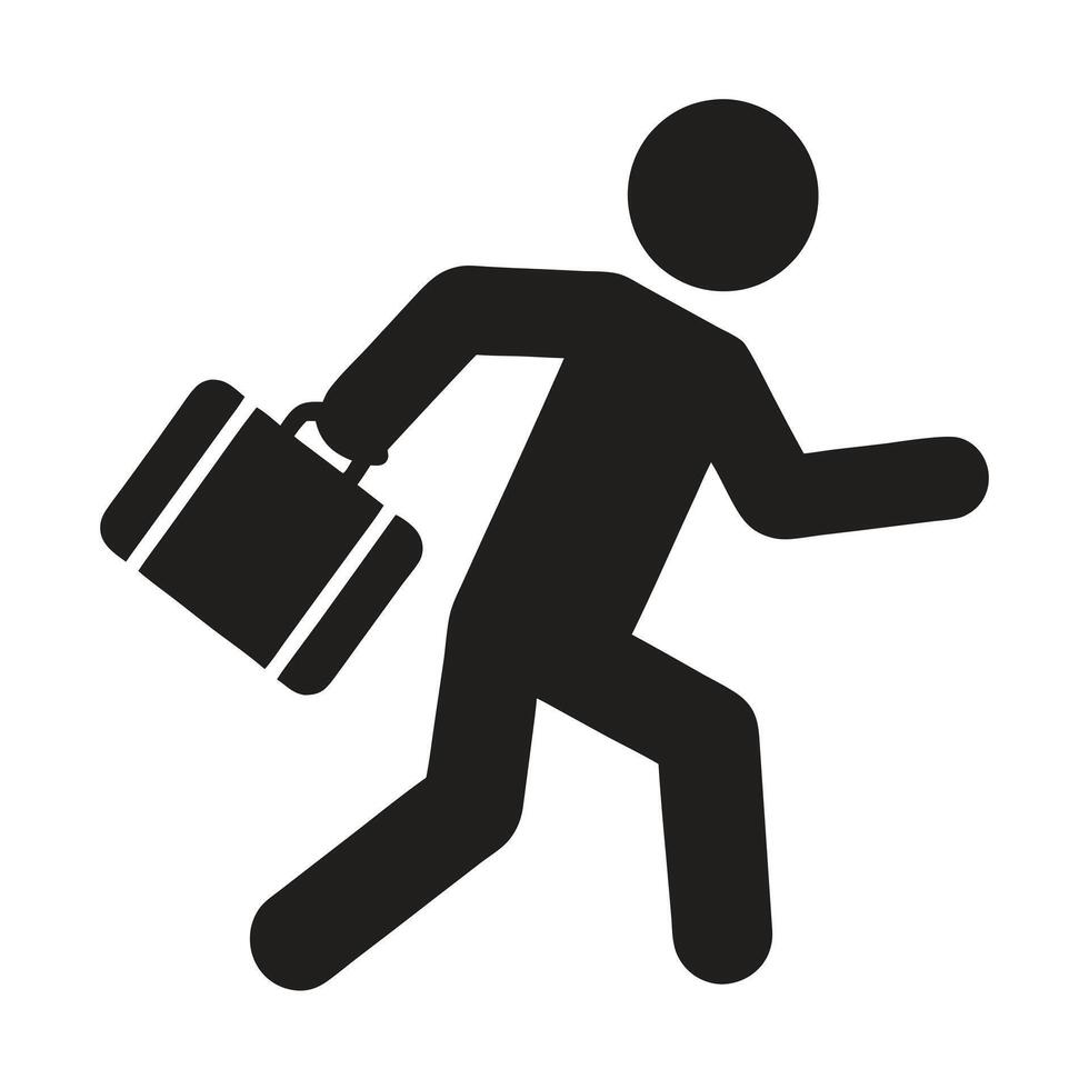 Running Businessman Silhouette With Briefcase Symbol Of Urgency And Time Pressure vector