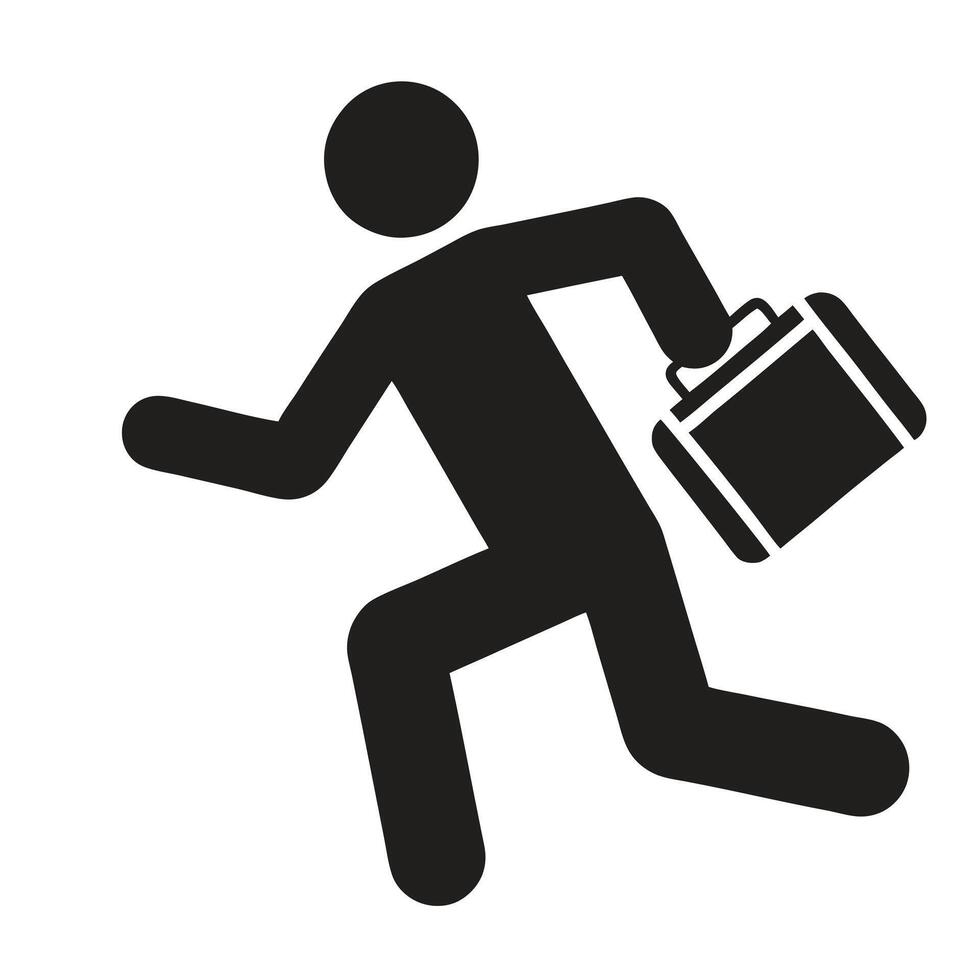 Business Person Running With Briefcase Late For Work Pictogram Illustration vector
