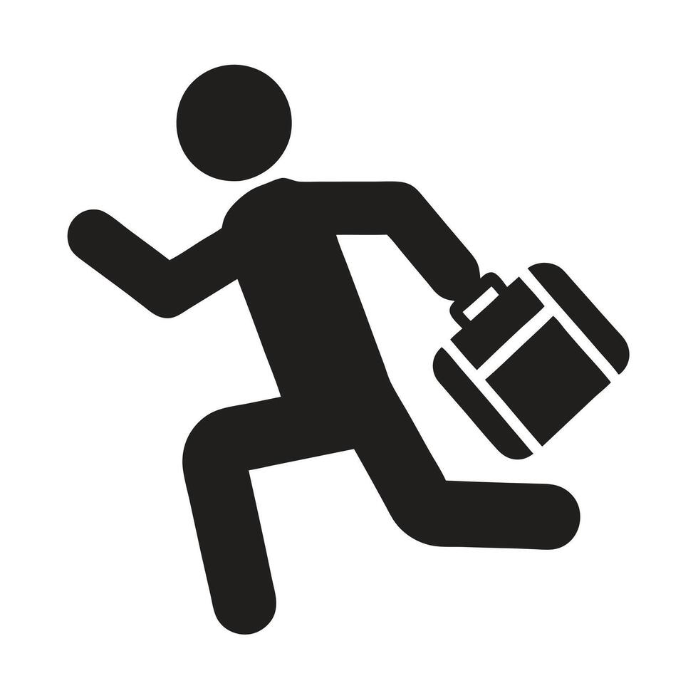 Businessman Running With Briefcase Icon Illustration Minimalist Design vector