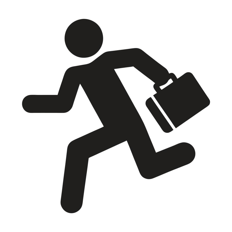 Running Businessman Silhouette With Briefcase Urgent Deadline Business Concept Illustration vector