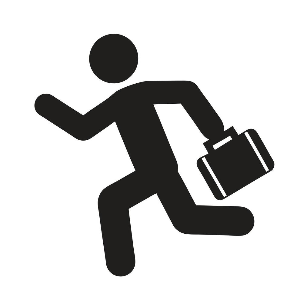 Running Business Man Icon Symbol Silhouette With Briefcase For Design Element vector