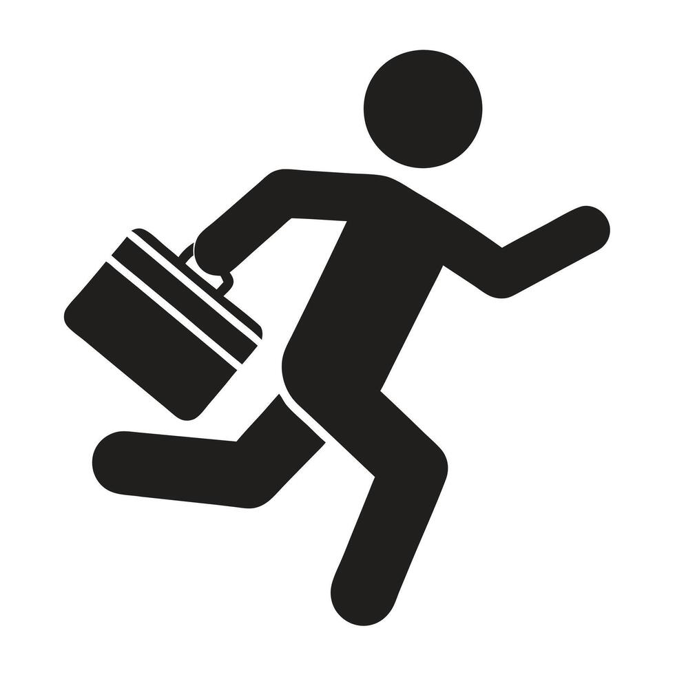 Running Businessman Silhouette Holding Briefcase Deadline Concept Illustration Graphic vector