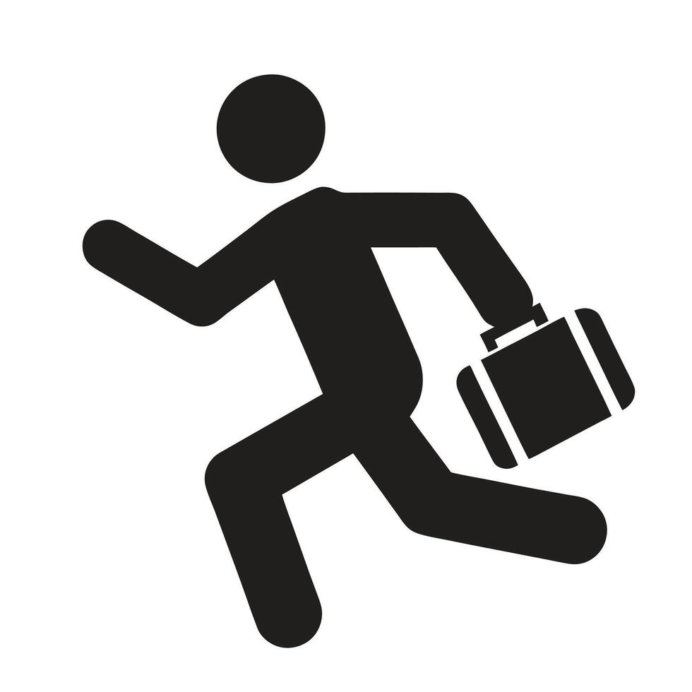 Businessman Running With Briefcase Silhouette Symbol Of Urgency And Career Pursuit vector
