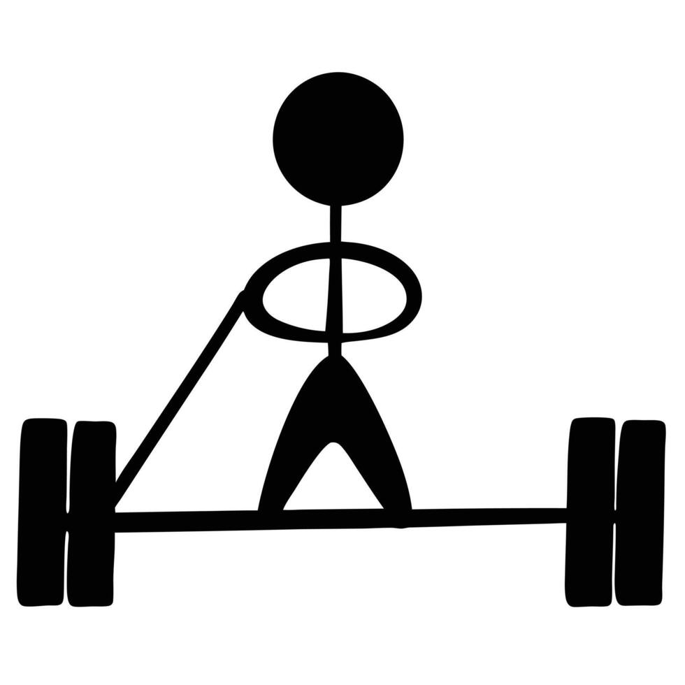 Minimalist Stick Figure Deadlifting Weight Training Exercise Strength And Fitness Illustration vector