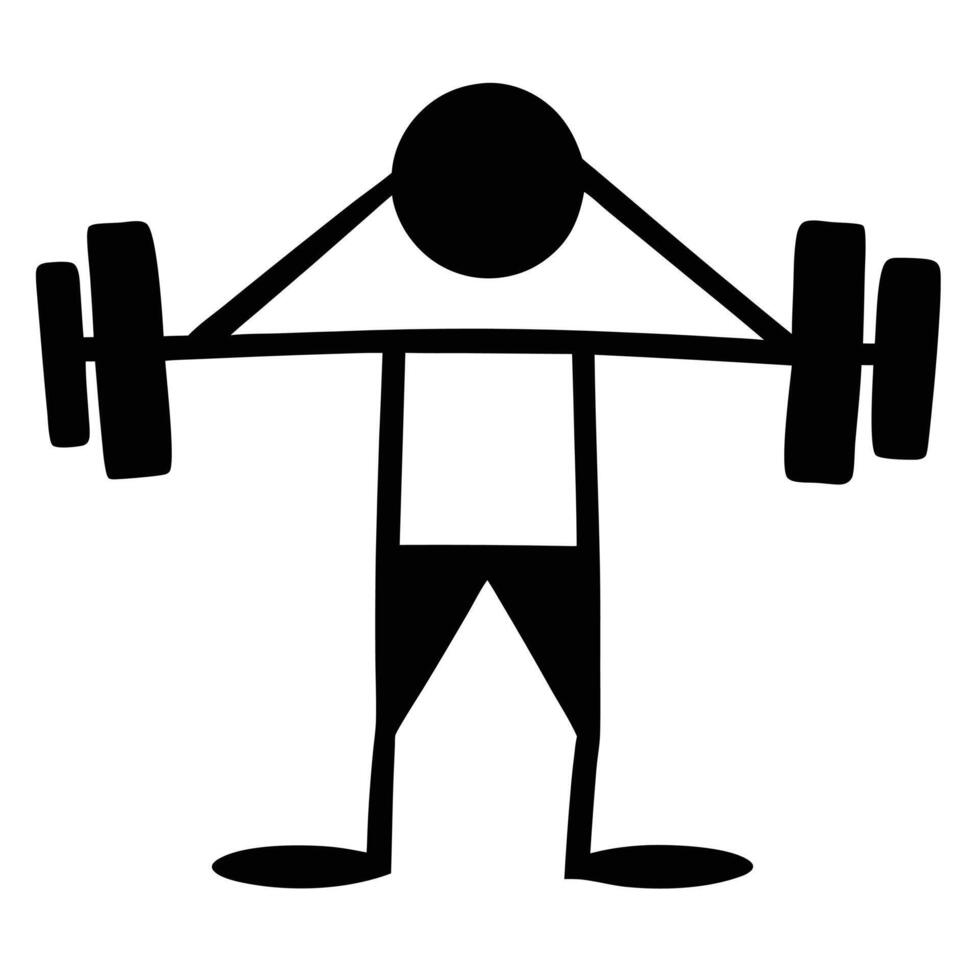 Stick Figure Weightlifting Bodybuilder Gym Workout Silhouette Design Graphic vector