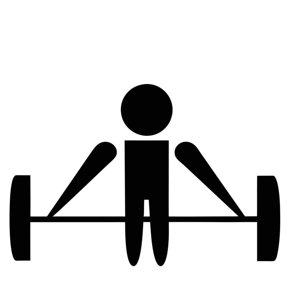Simple Black Icon Illustration Of A Person Lifting Barbell Weights vector