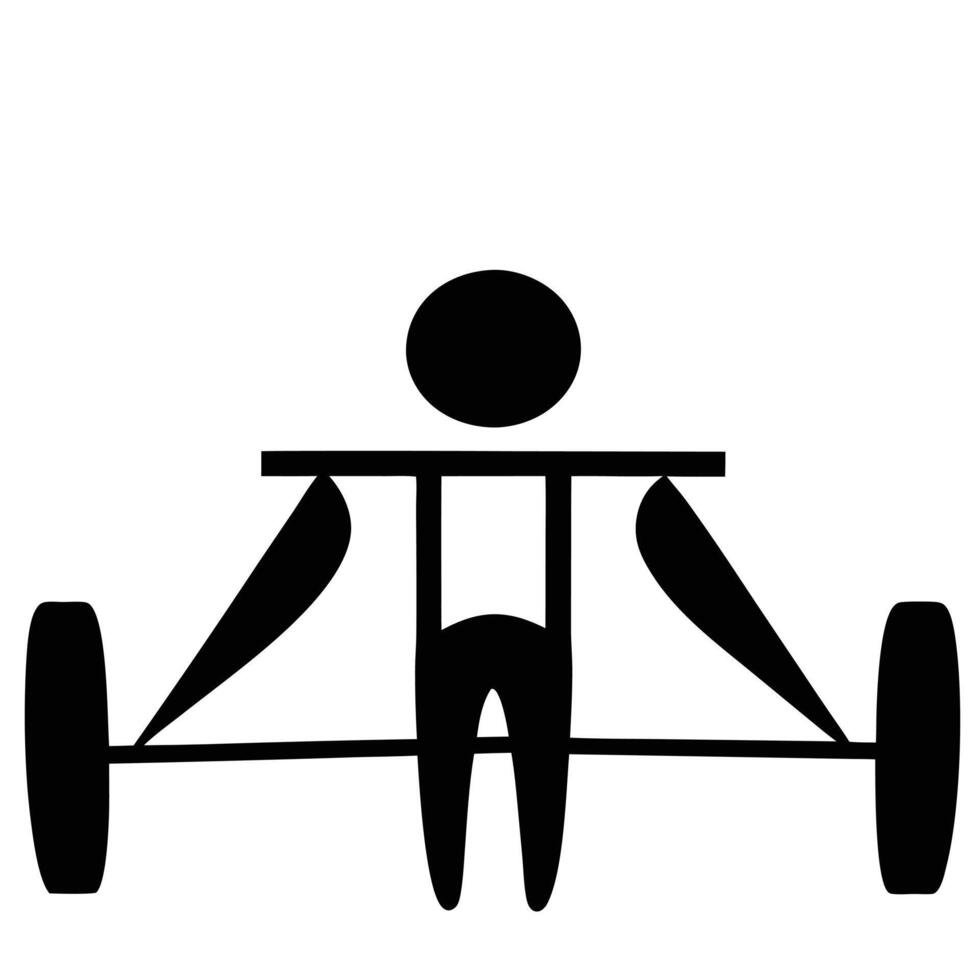 Weightlifting Stick Figure Silhouette On White Background For Fitness Graphic Design vector