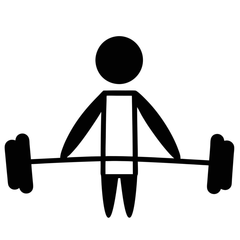 Stick Figure Weightlifter Silhouette Gym Workout Exercise Strength Training Icon Design vector
