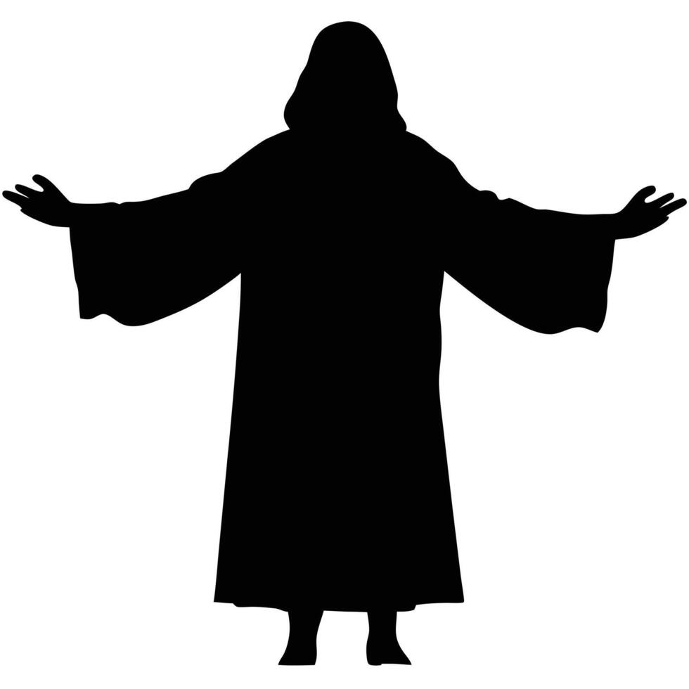 Jesus Christ Silhouette Graphic Illustration With Open Arms Design Concept vector
