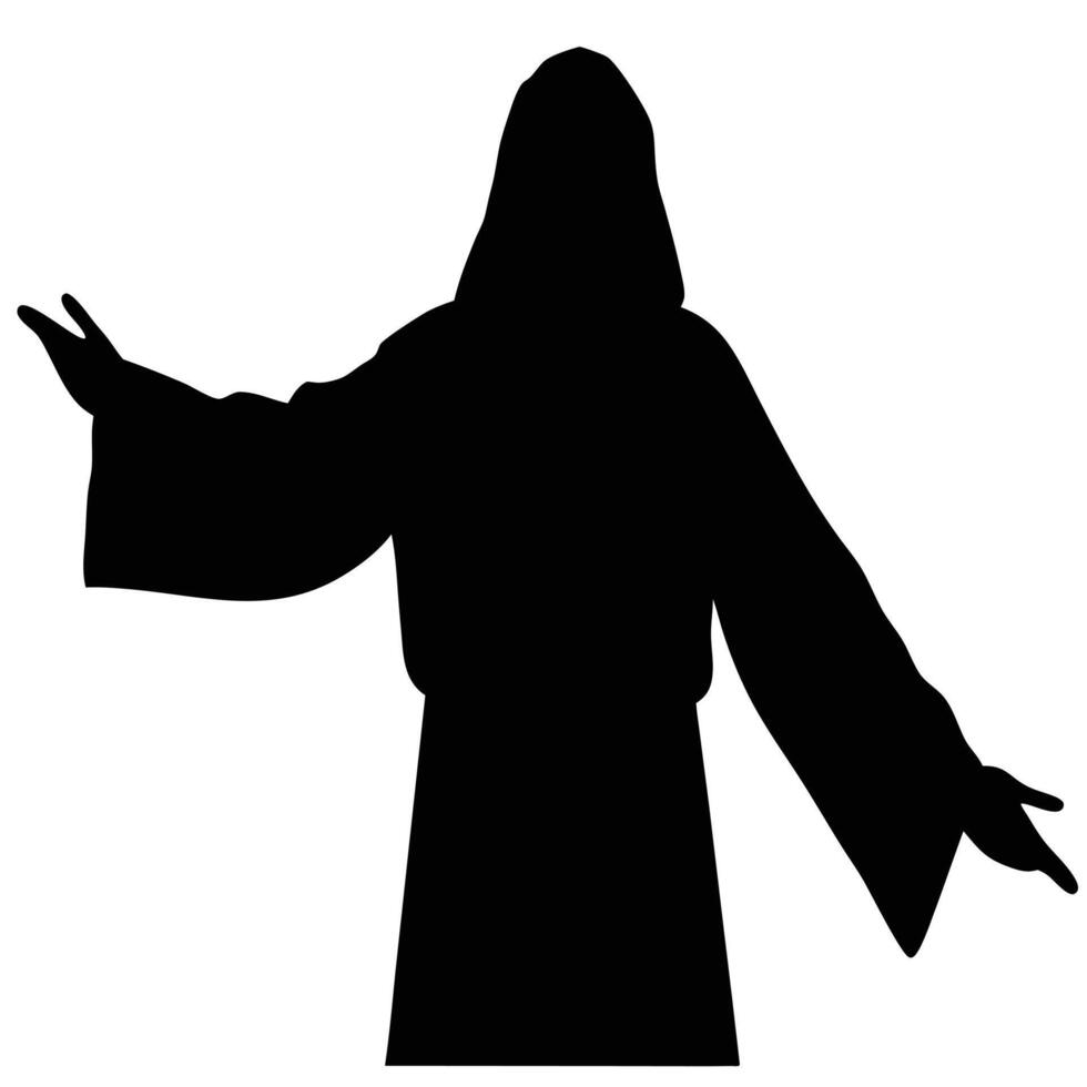 Silhouette Of Robed Figure With Arms Outstretched Symbol Of Faith And Religion vector