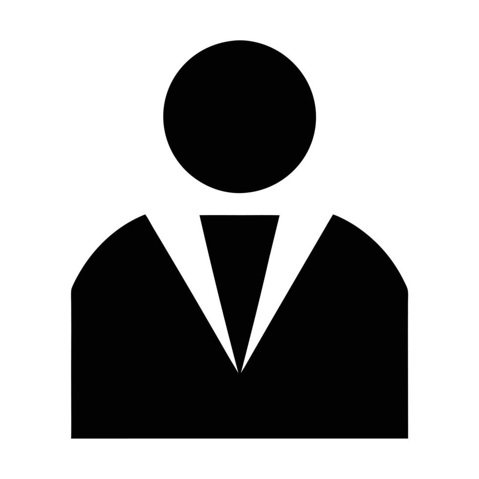 Black Silhouette Of A Business Person Wearing A Suit And Tie Icon vector
