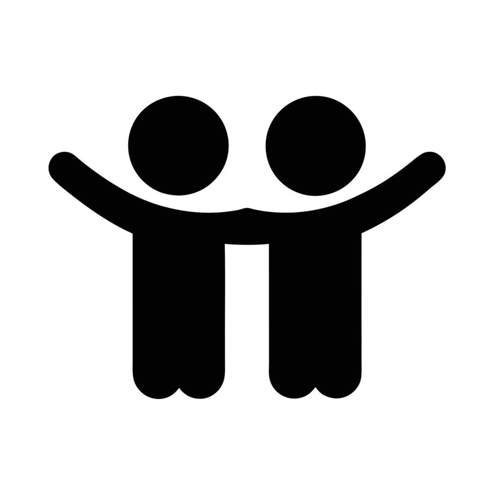 Stick Figure People Group Embrace Teamwork Friendship Togetherness Solidarity Partnership Support vector