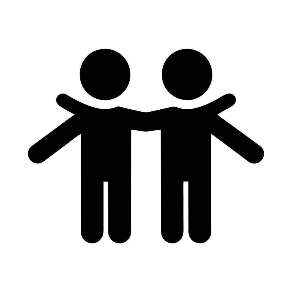 Pictogram Of Friendship Depicting Two People Embracing In A Black Silhouette Design vector