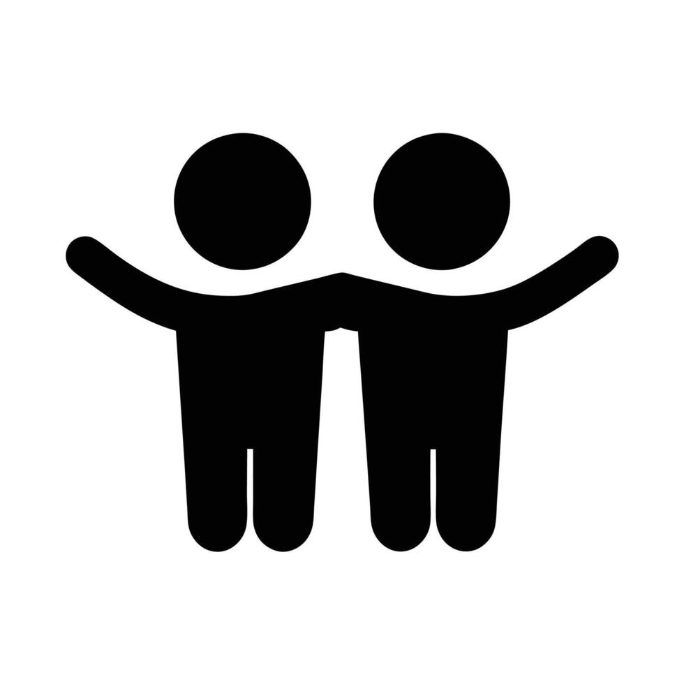 Pictogram Of Two Friends Shoulder To Shoulder With Arms Open Celebrating Friendship vector