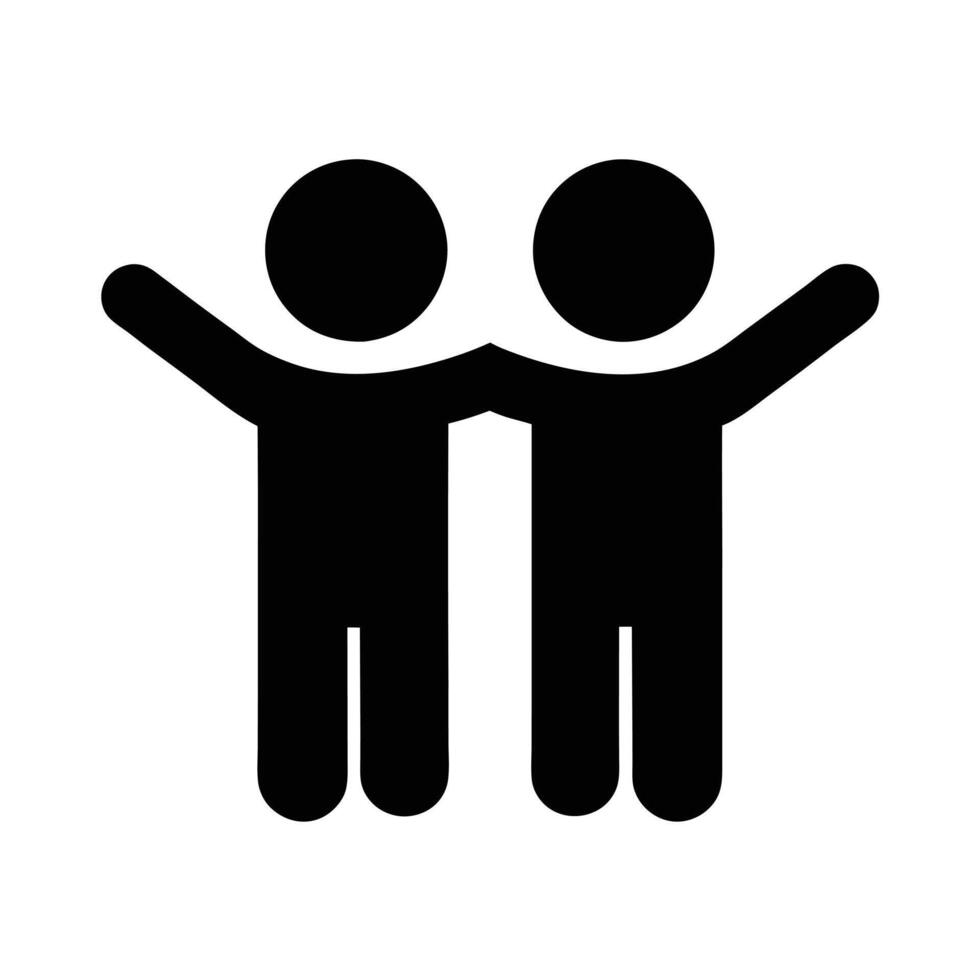 Stick Figure Friends With Arms Raised Symbolizing Unity Togetherness And Support vector
