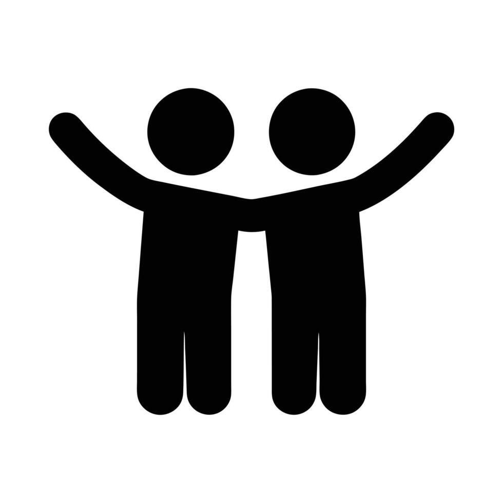 Two Friends Embracing Happiness And Unity In Black Silhouette Style Illustration vector
