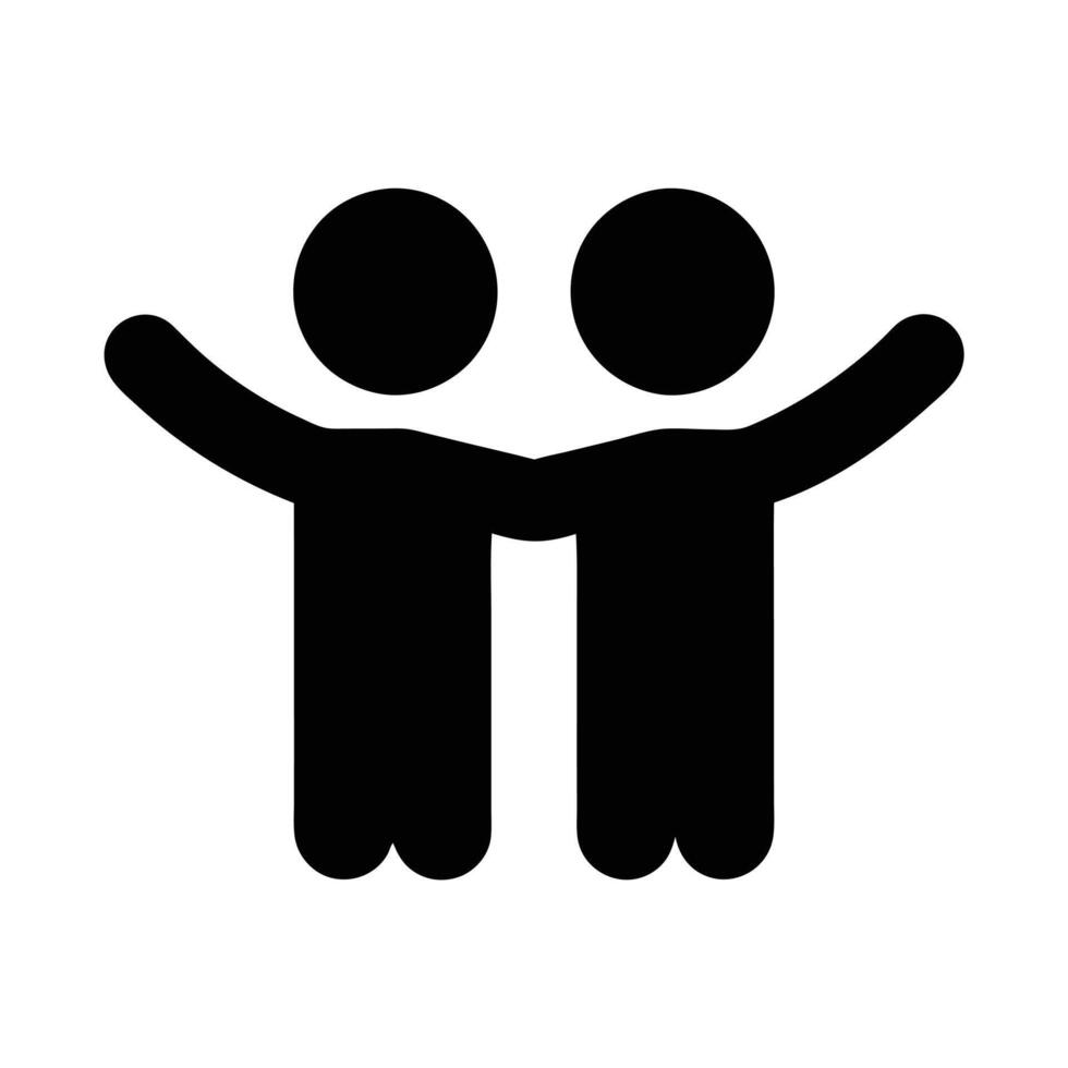 Black Pictogram Of Two People Hugging Depicting Friendship And Solidarity Togetherness vector