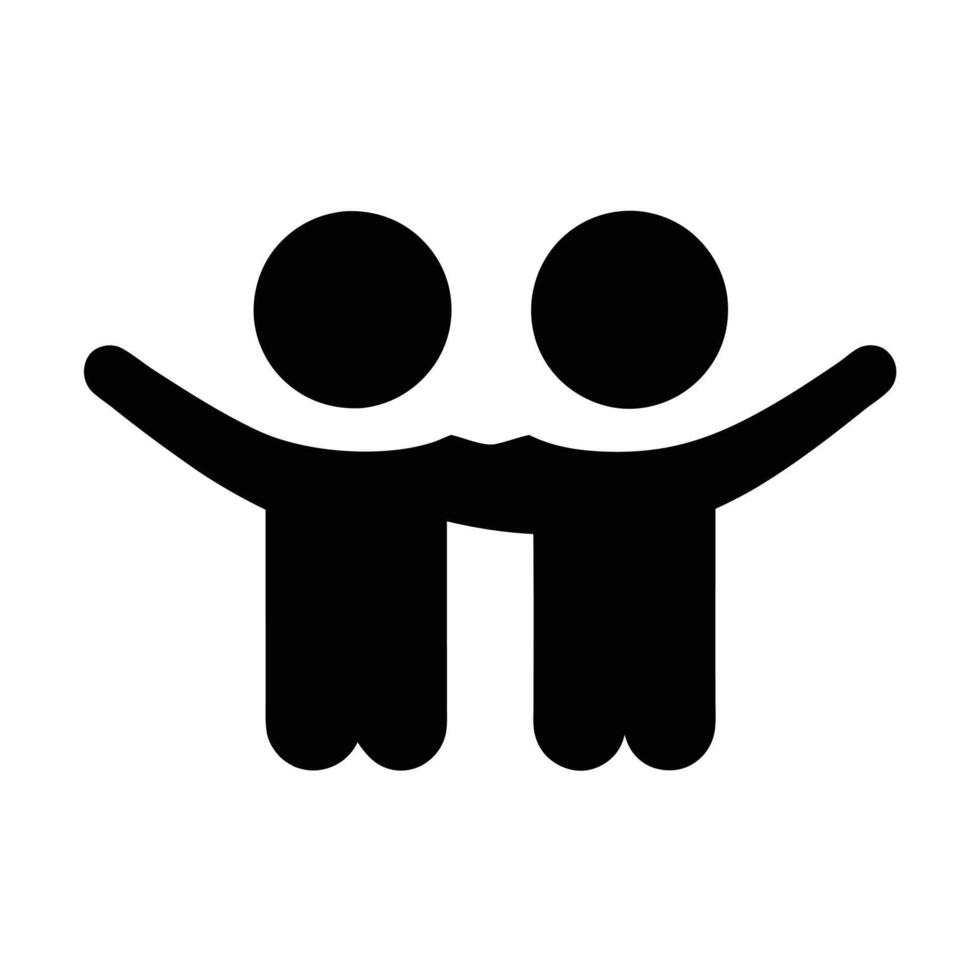 Two Figures Embracing Unity Collaboration And Friendship Black Silhouette vector