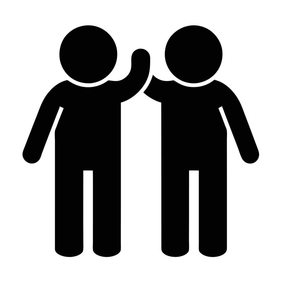 Black And White People Icon High Five Two Friends Gesture vector