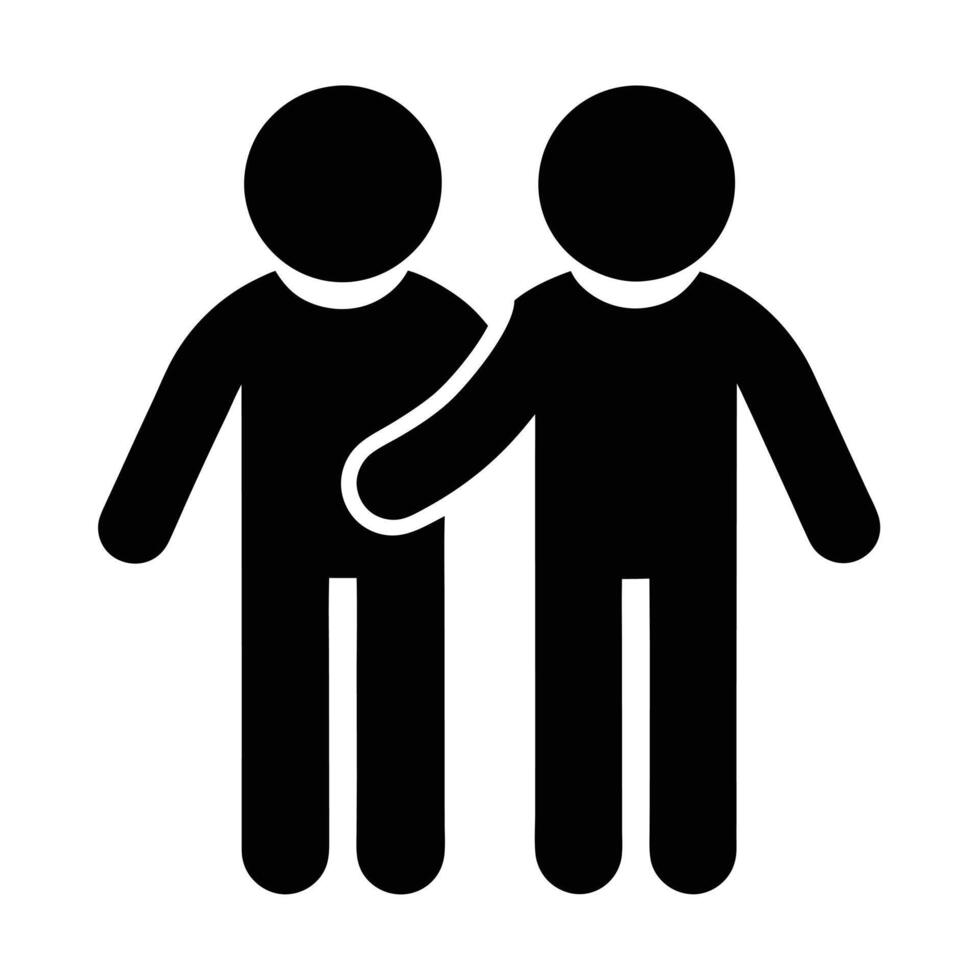 Solidarity Icon Two Stick Figures With An Arm Around Shoulders vector