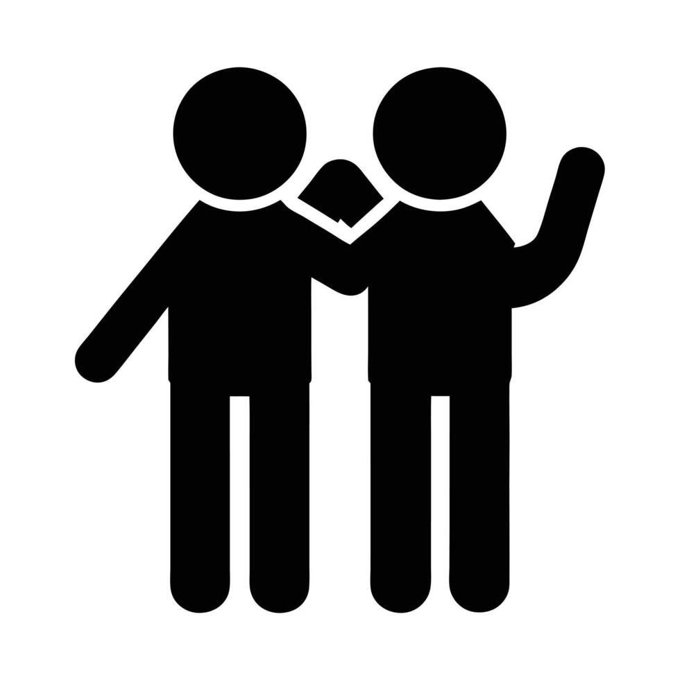 Friendship Icon Pictogram Of Two People Supporting Each Other Silhouette Design vector