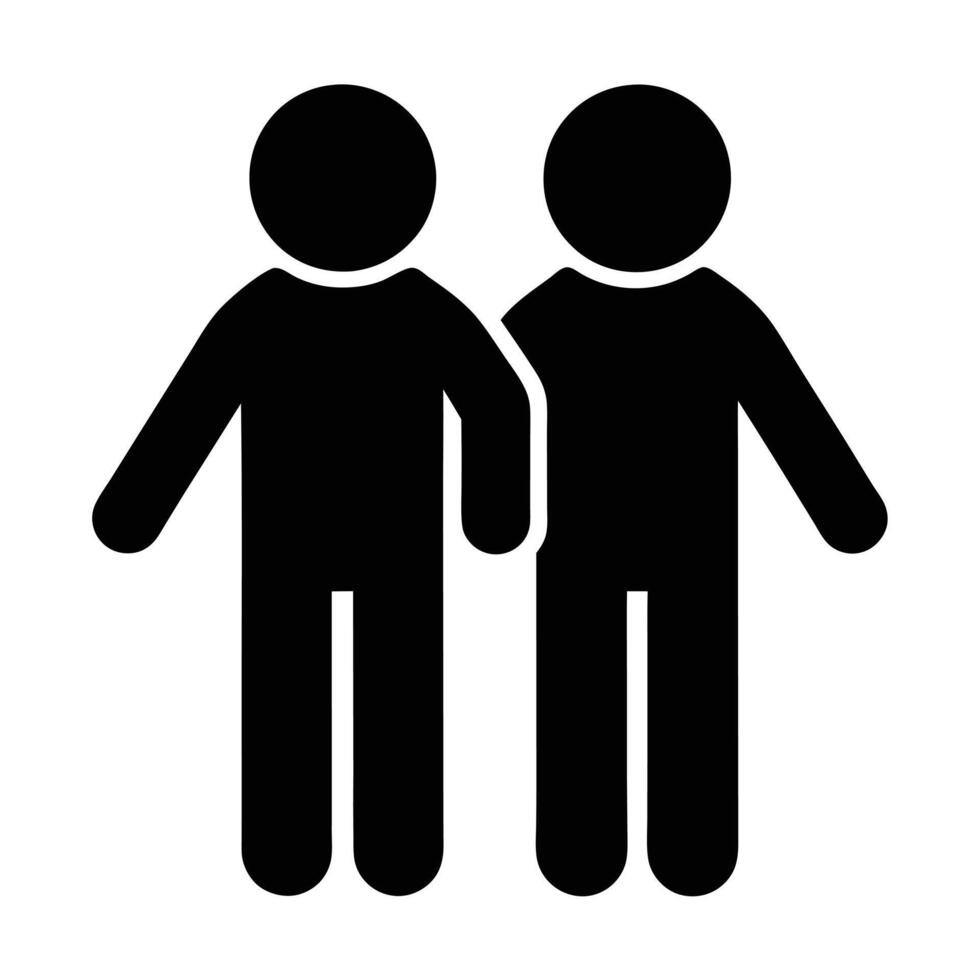 Two People Icon Graphic Illustration Human Figures Silhouette Black Shape vector