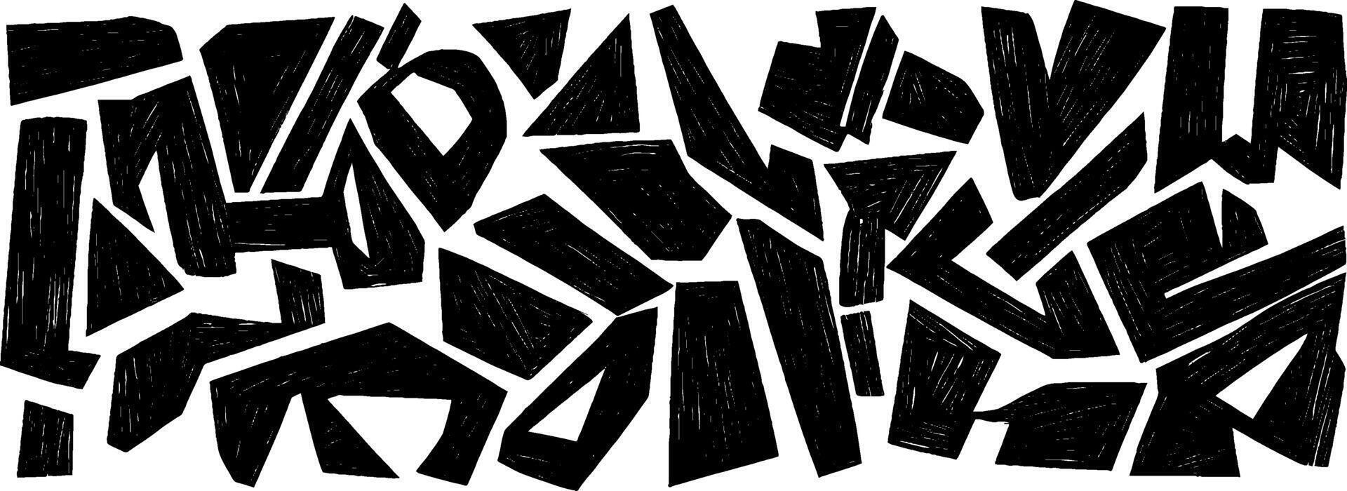 Vintage woodcut illustration featuring scattered geometric shapes in bold black design vector