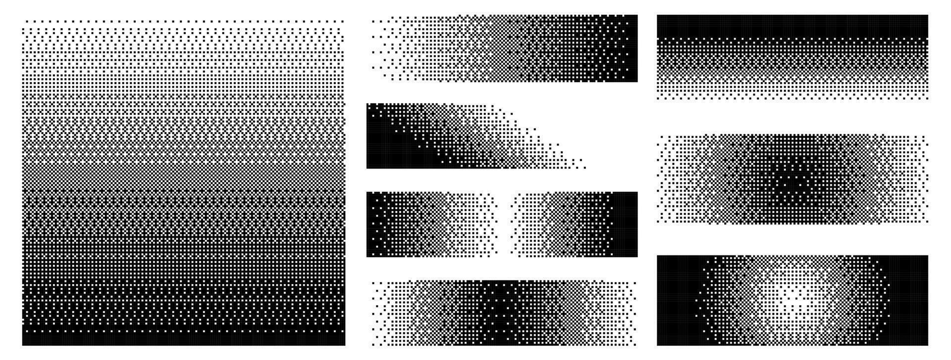 Set Bitmap Gradient Pattern Texture Abstract Background Pixel Art. vector