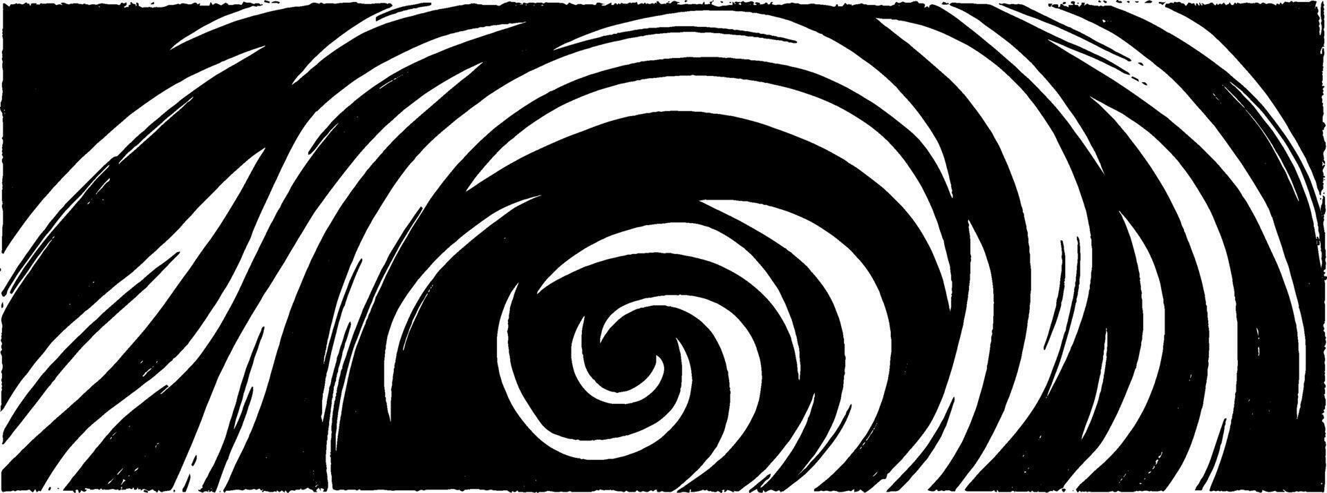 Curved line spirals depicted in vintage woodcut style with intricate detail vector