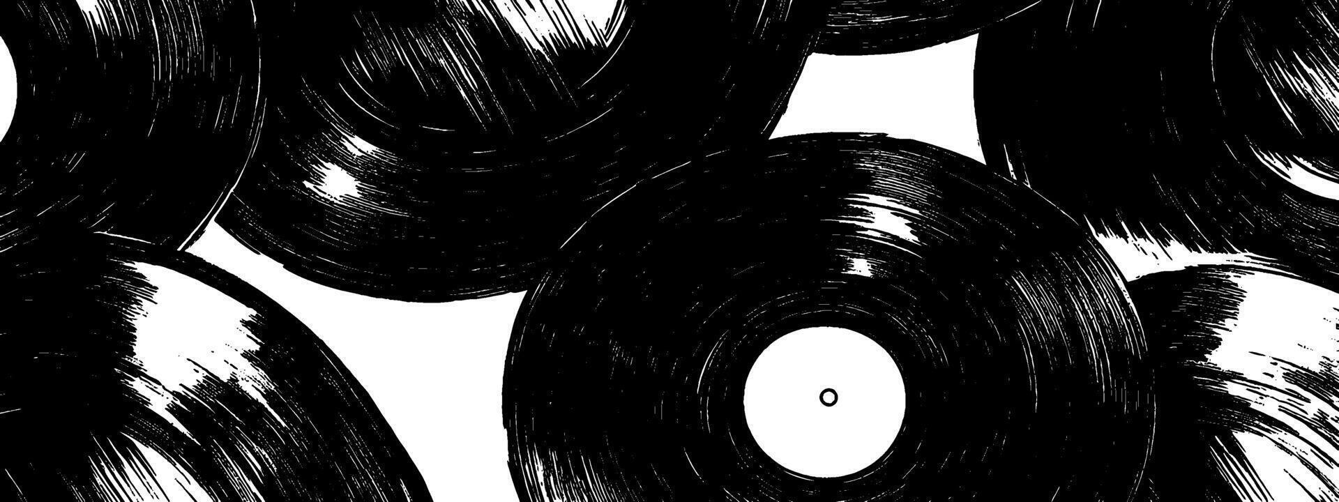 Textured illustration of scratched vinyl records showcasing vintage style and artistic flair vector