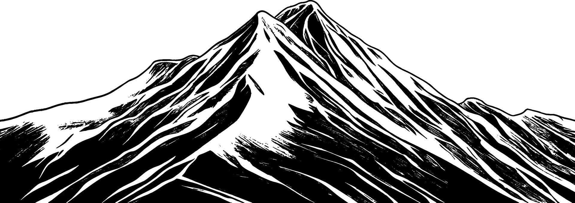 Vintage woodcut illustration capturing the majesty of a snow-capped mountain peak vector