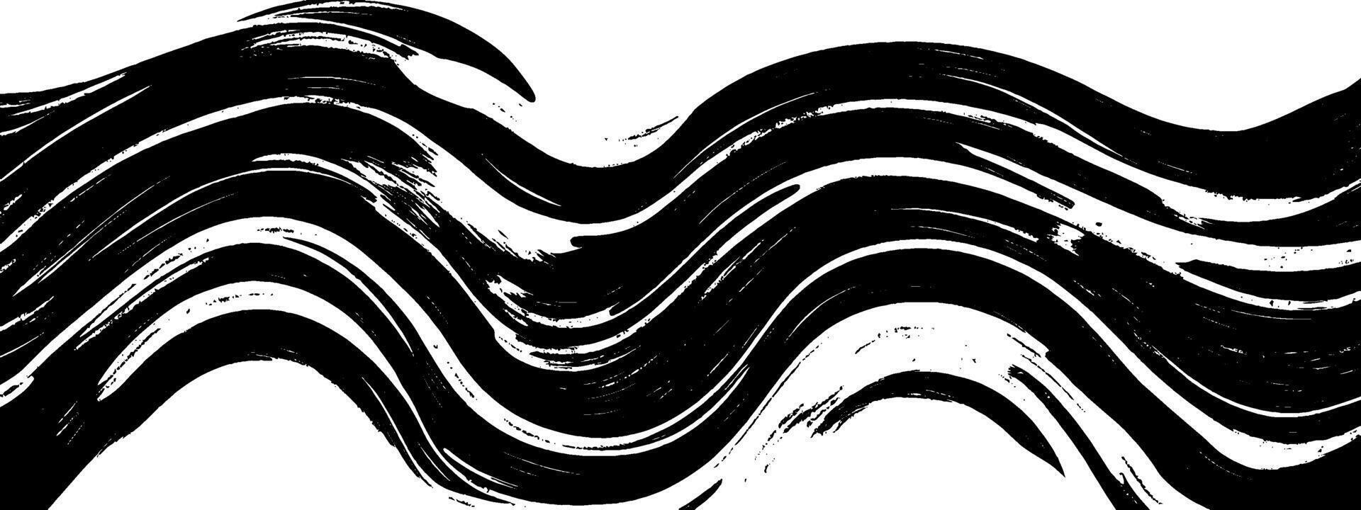 Vintage woodcut abstract illustration featuring dynamic squiggles and flowing lines vector