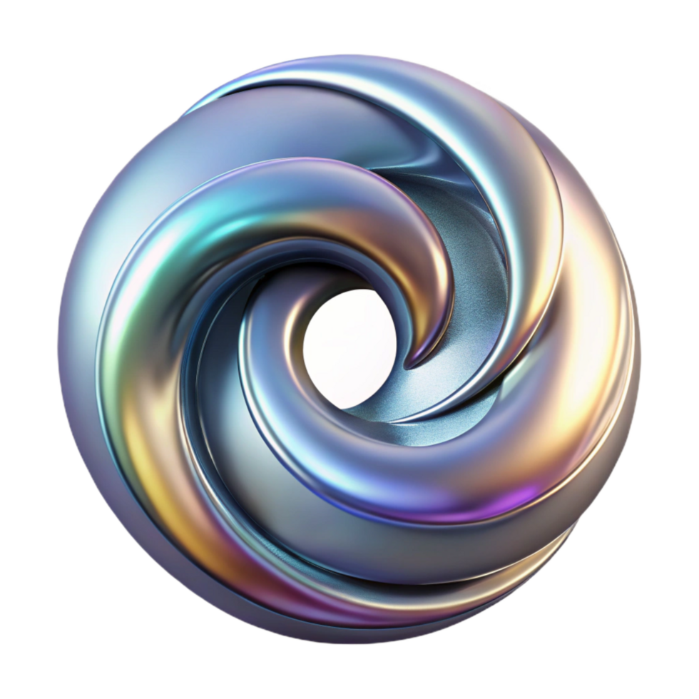 beautiful classic Abstract Chrome Swirl Backlit Isolated on White high quality png