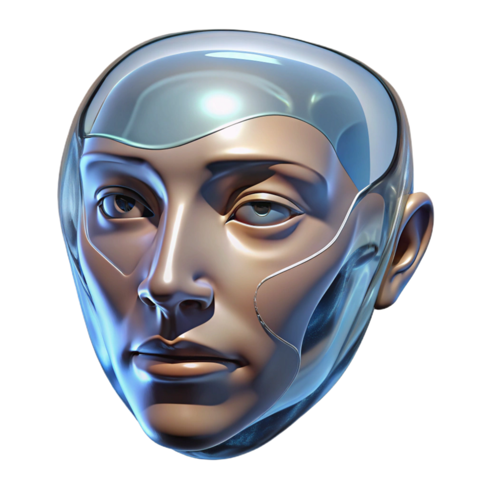 serene artistic Abstract Face Distorted Glass Reflection Transparent Background high resolution png
